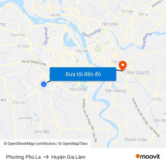 Phường Phú La to Huyện Gia Lâm map