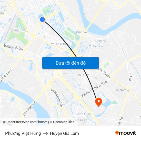 Phường Việt Hưng to Huyện Gia Lâm map