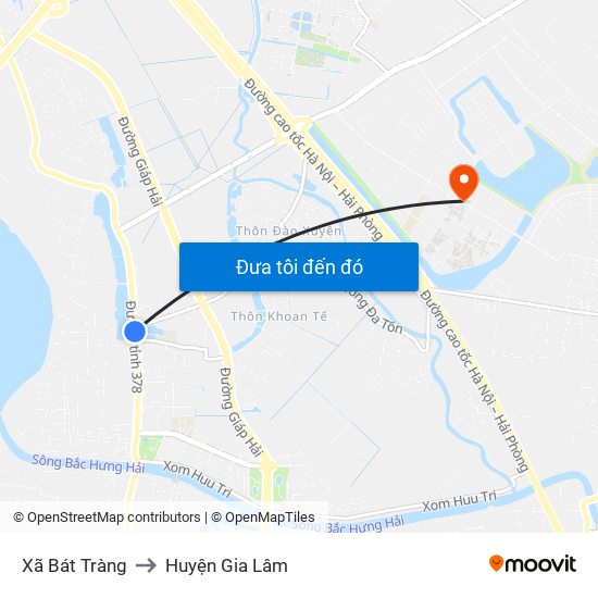 Xã Bát Tràng to Huyện Gia Lâm map