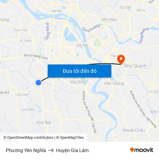 Phường Yên Nghĩa to Huyện Gia Lâm map