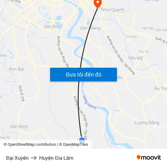 Đại Xuyên to Huyện Gia Lâm map