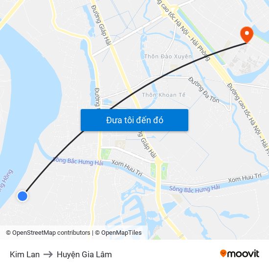 Kim Lan to Huyện Gia Lâm map