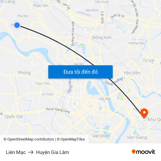 Liên Mạc to Huyện Gia Lâm map