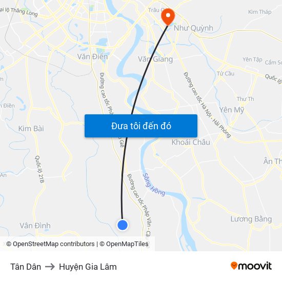 Tân Dân to Huyện Gia Lâm map