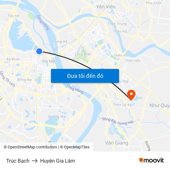 Trúc Bạch to Huyện Gia Lâm map