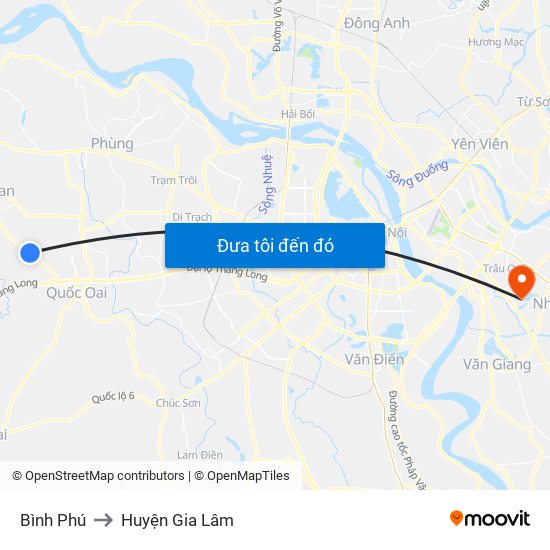 Bình Phú to Huyện Gia Lâm map