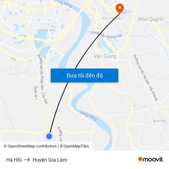 Hà Hồi to Huyện Gia Lâm map