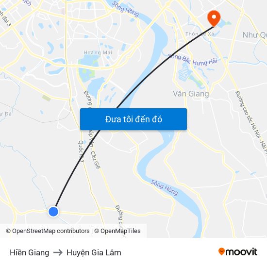 Hiền Giang to Huyện Gia Lâm map