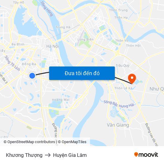 Khương Thượng to Huyện Gia Lâm map