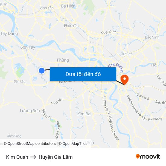 Kim Quan to Huyện Gia Lâm map