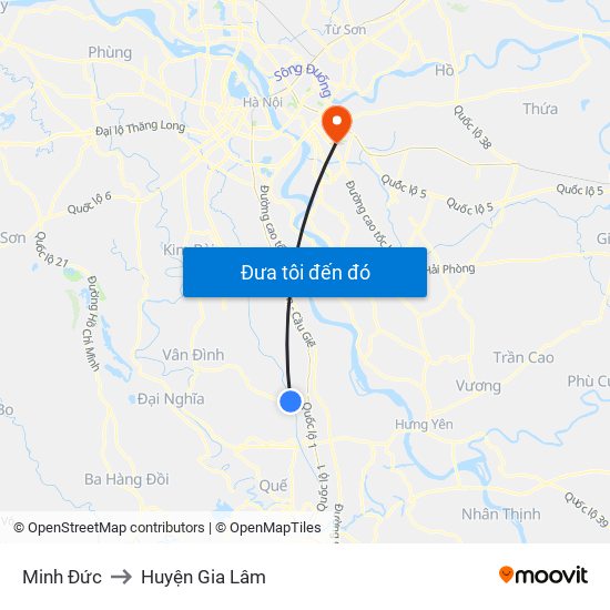 Minh Đức to Huyện Gia Lâm map