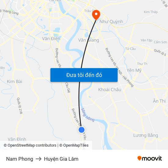 Nam Phong to Huyện Gia Lâm map