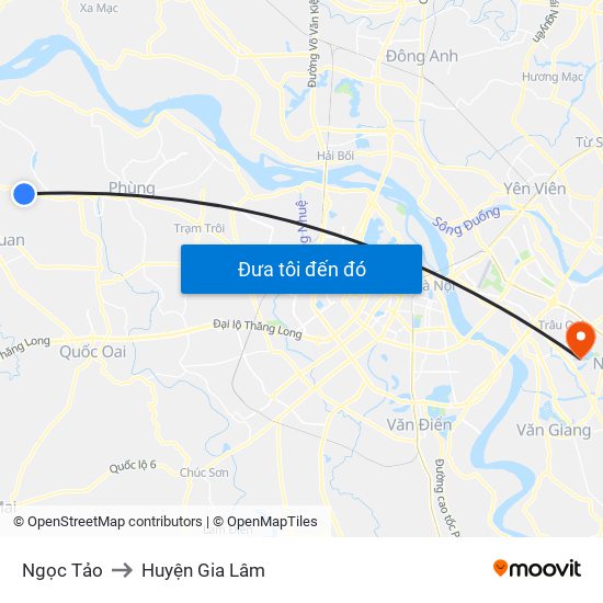 Ngọc Tảo to Huyện Gia Lâm map