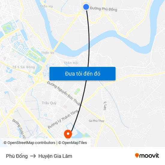 Phù Đổng to Huyện Gia Lâm map