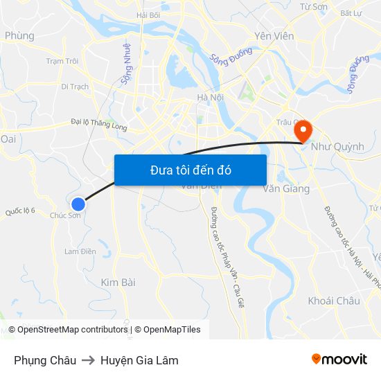 Phụng Châu to Huyện Gia Lâm map