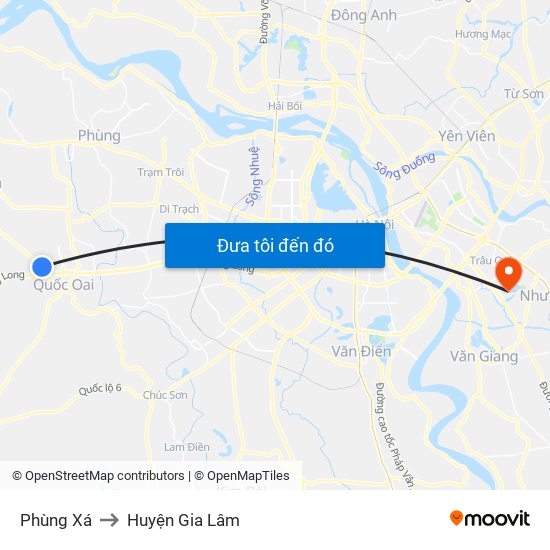 Phùng Xá to Huyện Gia Lâm map