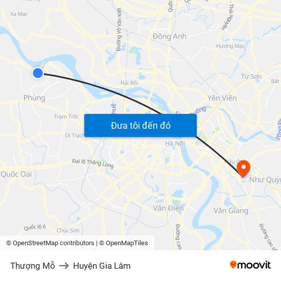 Thượng Mỗ to Huyện Gia Lâm map