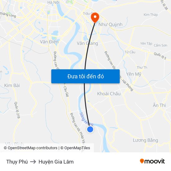 Thụy Phú to Huyện Gia Lâm map