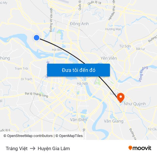 Tráng Việt to Huyện Gia Lâm map