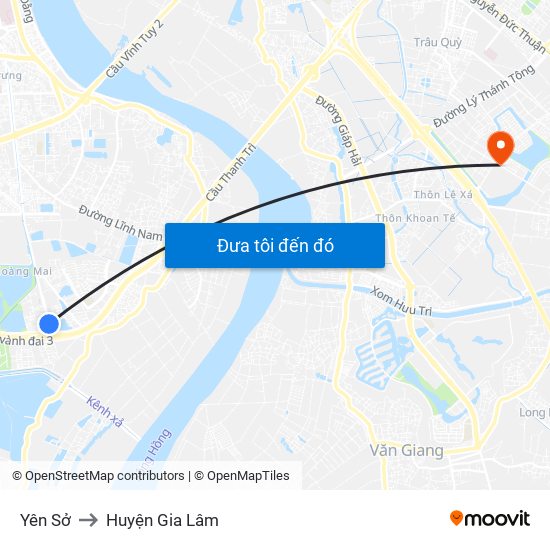 Yên Sở to Huyện Gia Lâm map