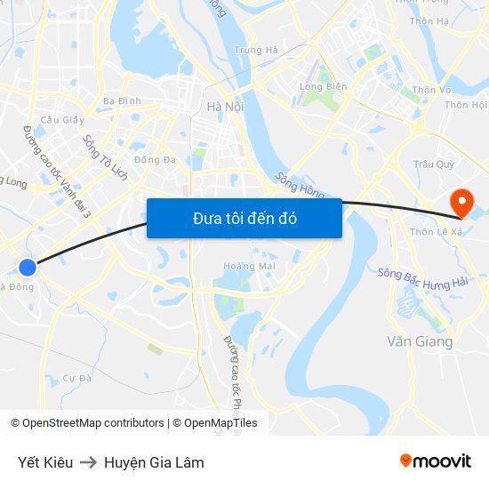 Yết Kiêu to Huyện Gia Lâm map