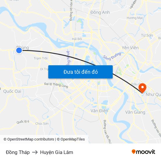 Đồng Tháp to Huyện Gia Lâm map