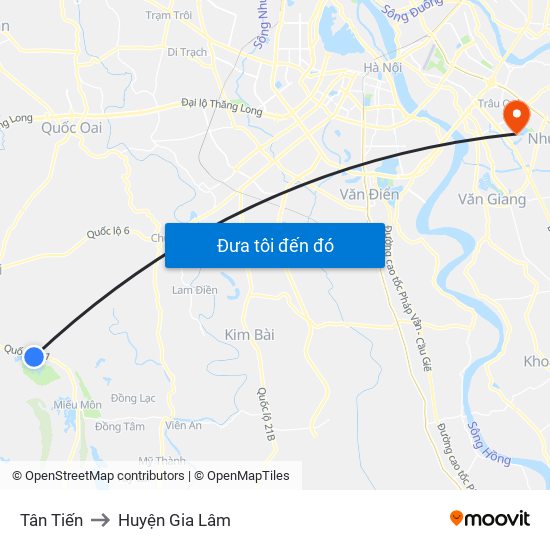 Tân Tiến to Huyện Gia Lâm map