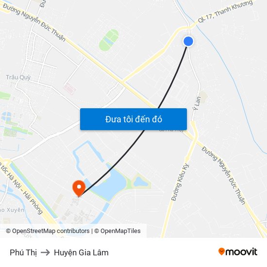 Phú Thị to Huyện Gia Lâm map