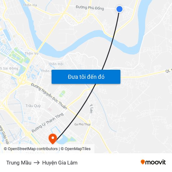 Trung Mầu to Huyện Gia Lâm map