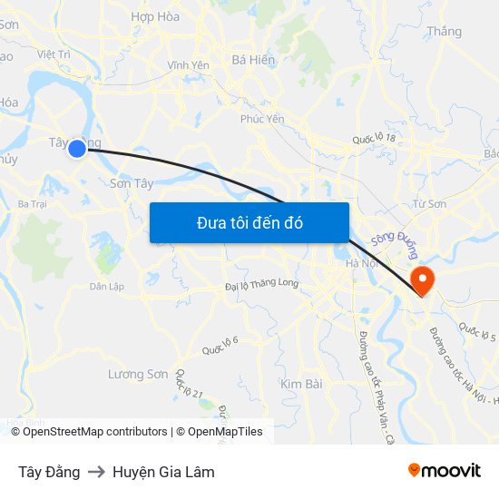 Tây Đằng to Huyện Gia Lâm map