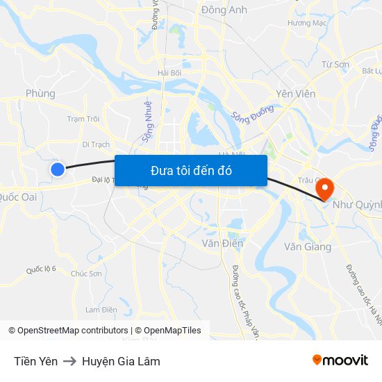 Tiền Yên to Huyện Gia Lâm map