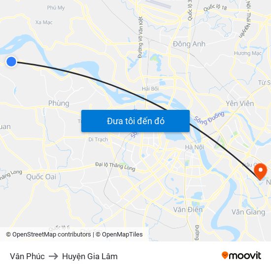 Vân Phúc to Huyện Gia Lâm map