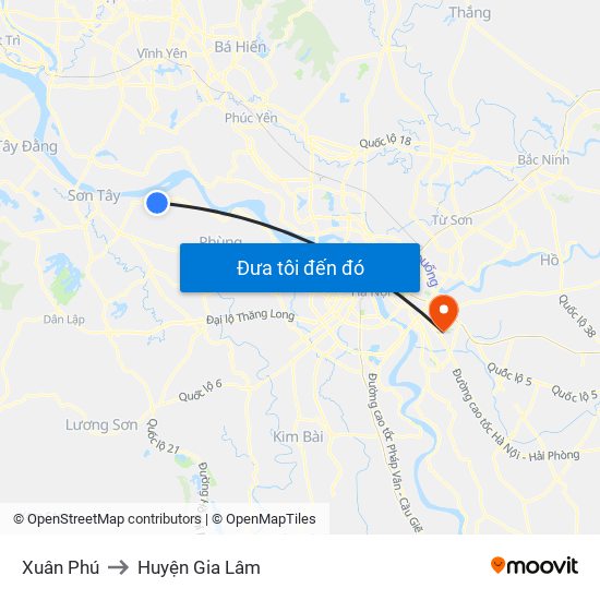 Xuân Phú to Huyện Gia Lâm map