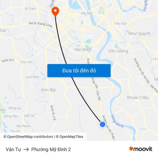 Văn Tự to Phường Mỹ Đình 2 map