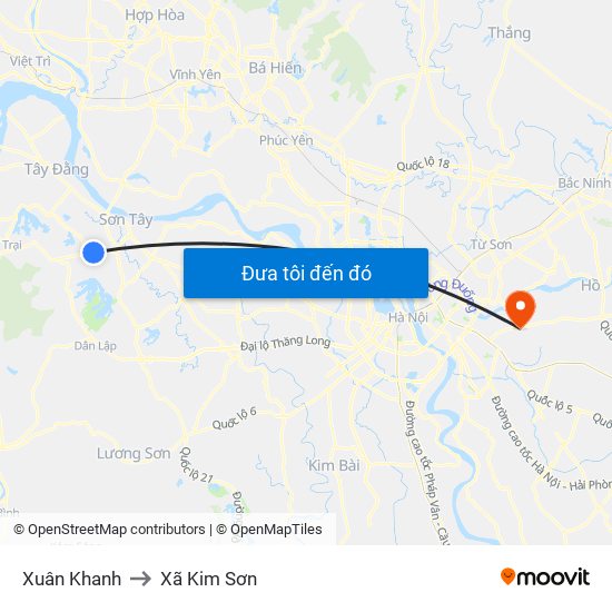 Xuân Khanh to Xã Kim Sơn map