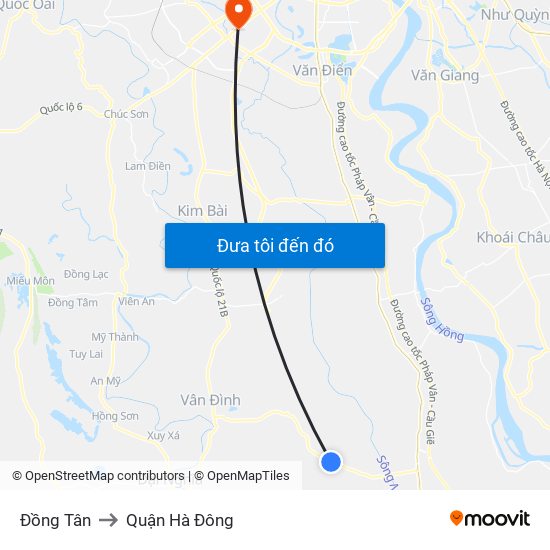 Đồng Tân to Quận Hà Đông map