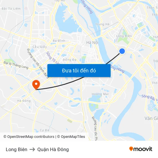 Long Biên to Quận Hà Đông map