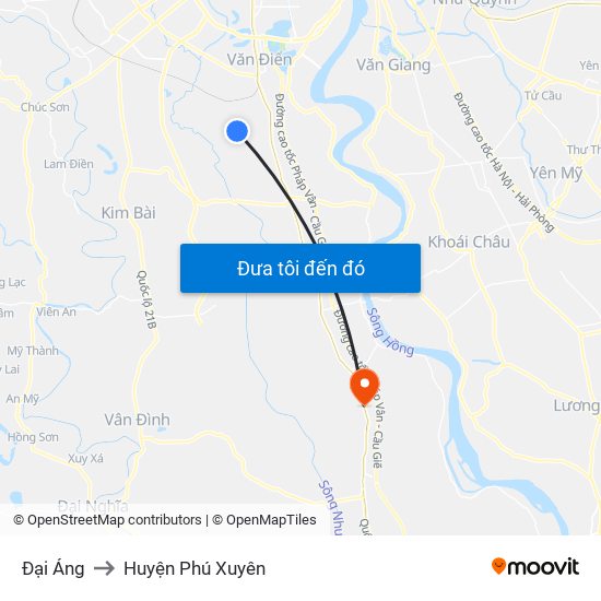 Đại Áng to Huyện Phú Xuyên map