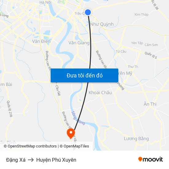 Đặng Xá to Huyện Phú Xuyên map