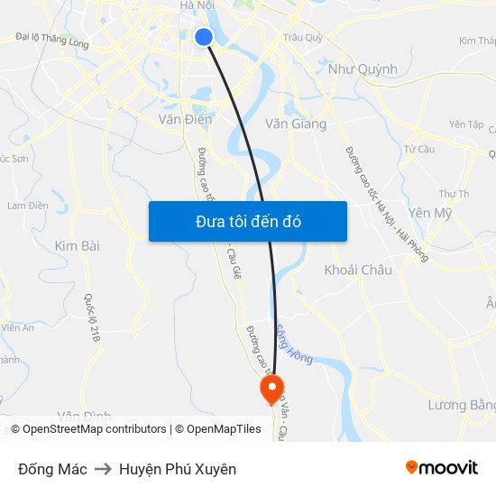 Đống Mác to Huyện Phú Xuyên map