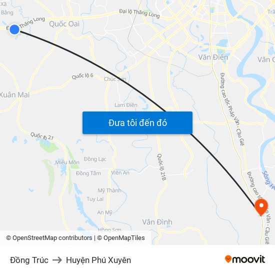 Đồng Trúc to Huyện Phú Xuyên map