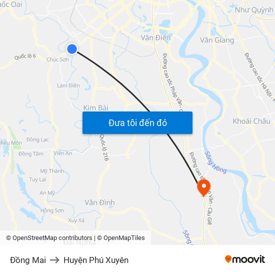 Đồng Mai to Huyện Phú Xuyên map