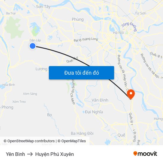 Yên Bình to Huyện Phú Xuyên map