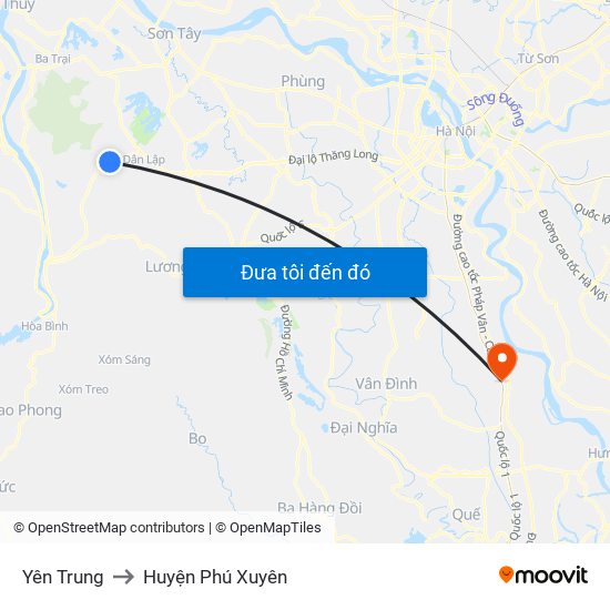 Yên Trung to Huyện Phú Xuyên map