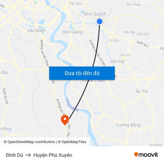 Đình Dù to Huyện Phú Xuyên map
