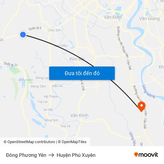 Đông Phương Yên to Huyện Phú Xuyên map