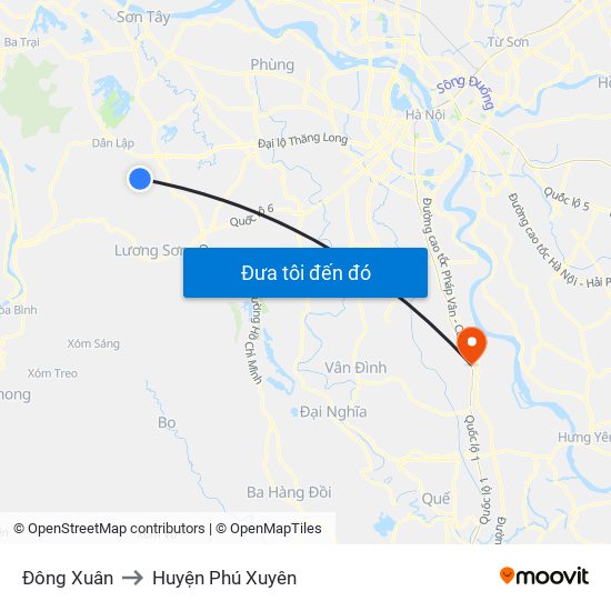 Đông Xuân to Huyện Phú Xuyên map