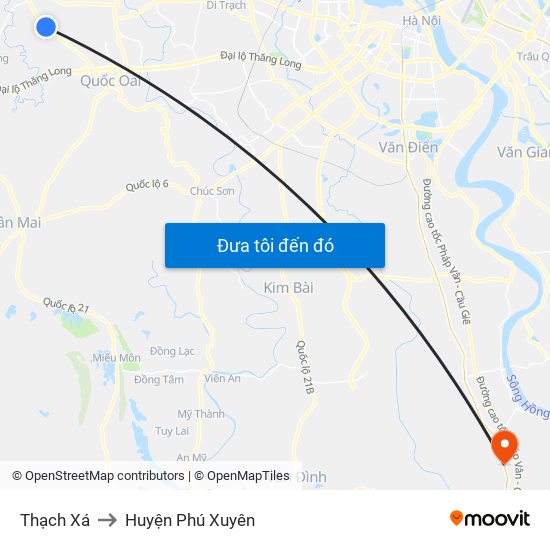 Thạch Xá to Huyện Phú Xuyên map