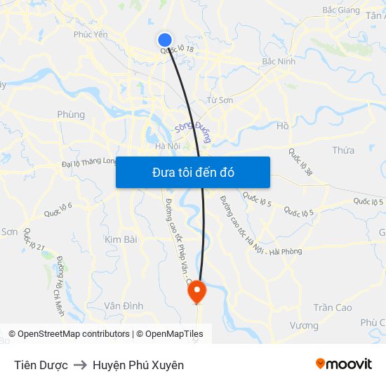 Tiên Dược to Huyện Phú Xuyên map