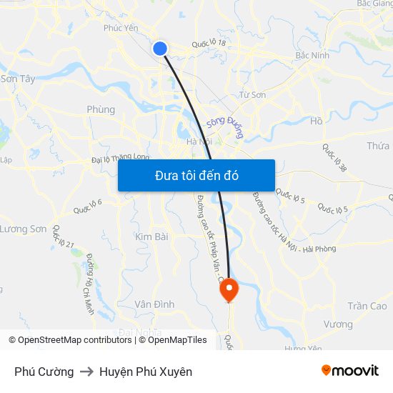 Phú Cường to Huyện Phú Xuyên map